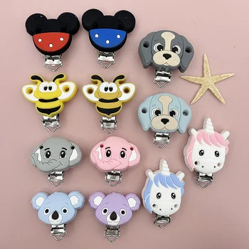 실리콘 동물 클립 브래킷, 다양한 아기 젖꼭지 체인, 거치대 액세서리, 케어 티더, DIY 젖꼭지, BPA 프리, 아기 선물, 3 개