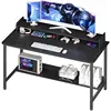 Computer Desk with Shelves, 43 Inch Gaming Writing Desk, Study PC Table Workstation with Storage for Home Office, Living 1