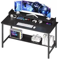 Computer Desk with Shelves, 43 Inch Gaming Writing Desk, Study PC Table Workstation with Storage for Home Office, Living 1