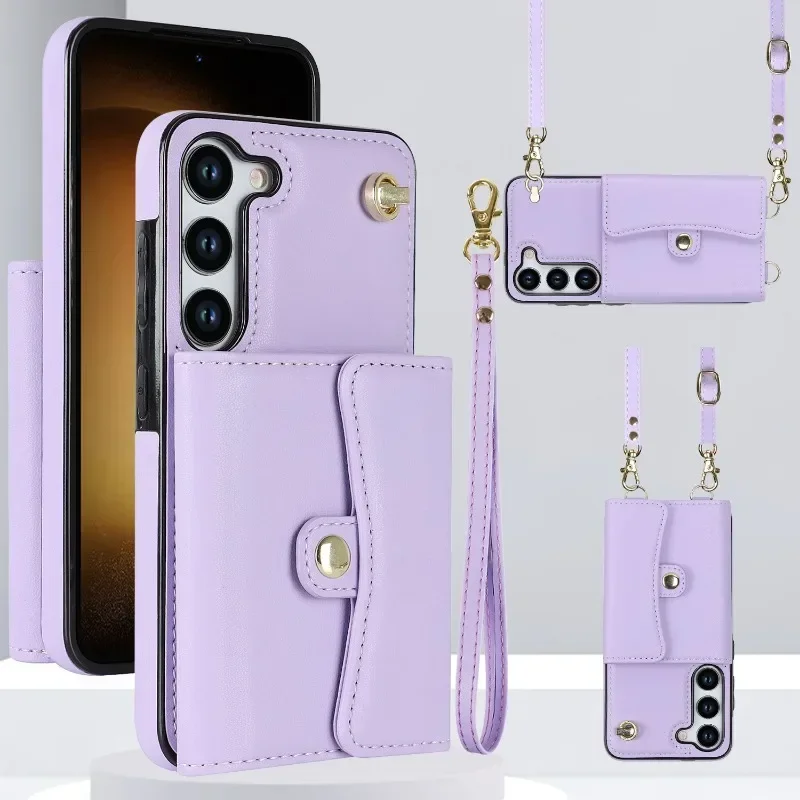 Elegant Wrist Strap Crossbody Phone Case with Wallet Card Holder
