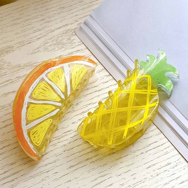 Cute Fruit Pattern Hair Claw Clip Accessories Acrylic Women Girls Hairpin Headdre 11cm