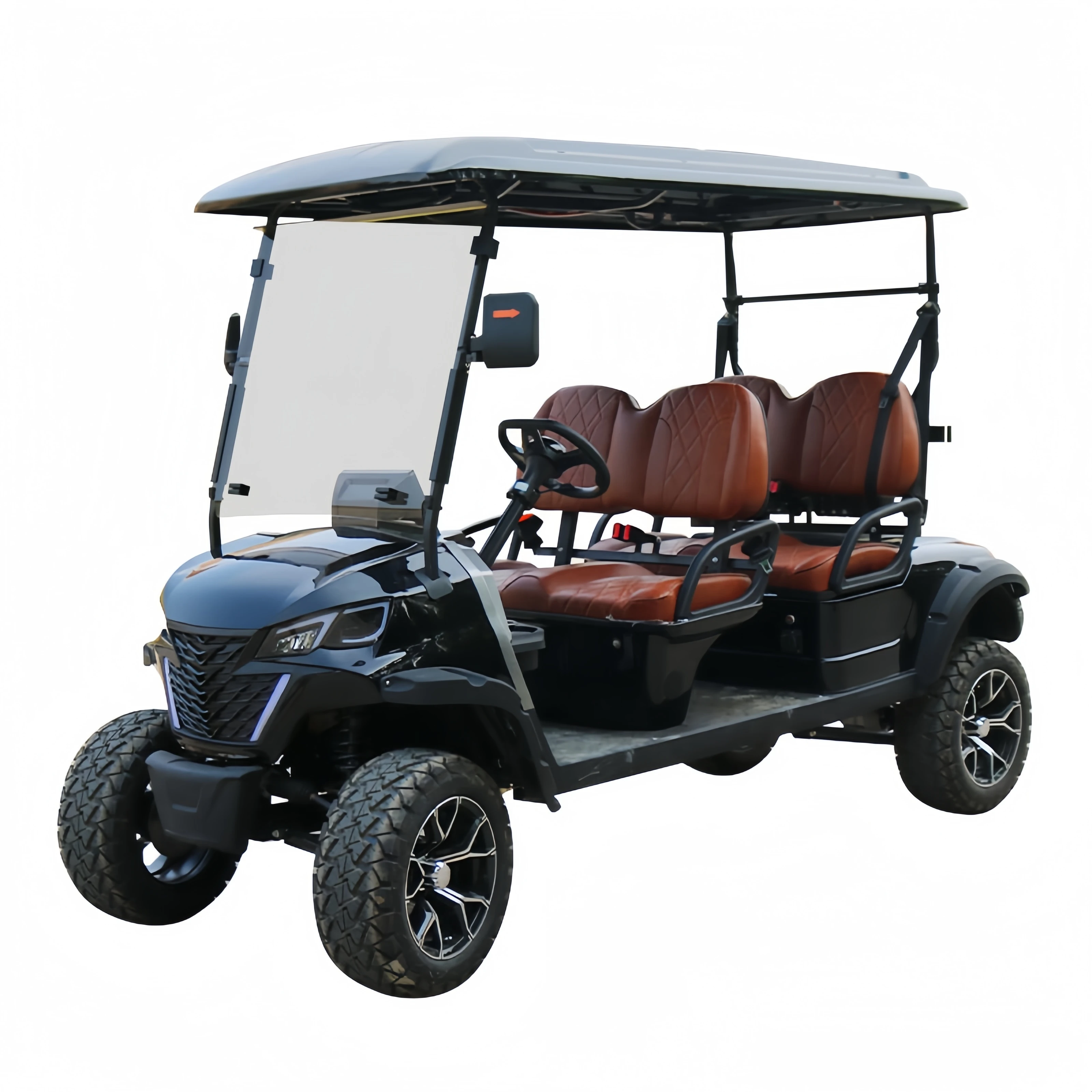 New Energy 4 Seater 5KW AC Motor Lithium Ion Battery 25mph Lifted Off Road Electric Golf Carts