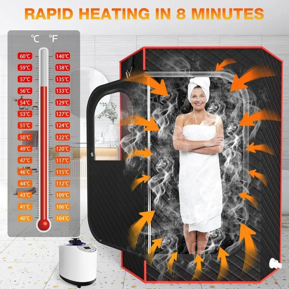 Saunas Box - Portable Sauna for Home, Full-Body Steam Sauna with 2.6 L Steamer, Chair, Remote Control Included, Home Sauna Tent 2