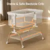 Baby Crib Headboard Shaker with Mattress and Soft Breathable Bed Sheet, Fully Mesh Side, 6 Adjustable Heights, 3 in 1 5