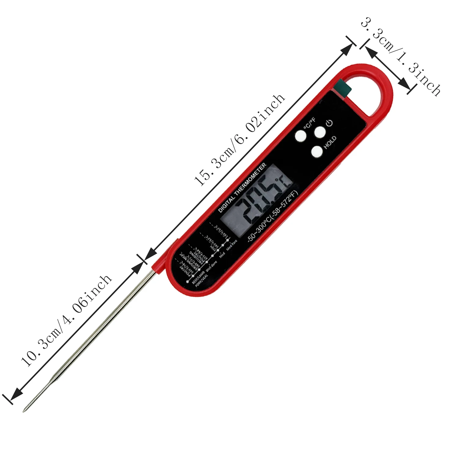 Precision Instant Read Digital Meat Thermometer - Red & Black Kitchen Gadget