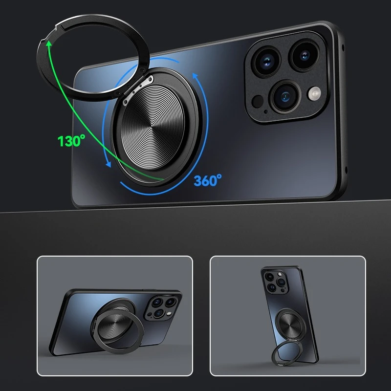Magnetic Matte Shockproof Holder Phone Case Cover