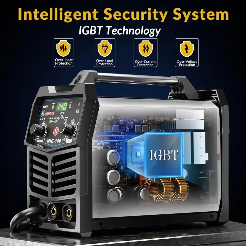 110V Flux Core MIG/Stick/Lift TIG 3 in 1 MultiProcess Welding Machine portable welder electric welder mini welder with Synergy IGBT Inverter Portable Gasless Welder