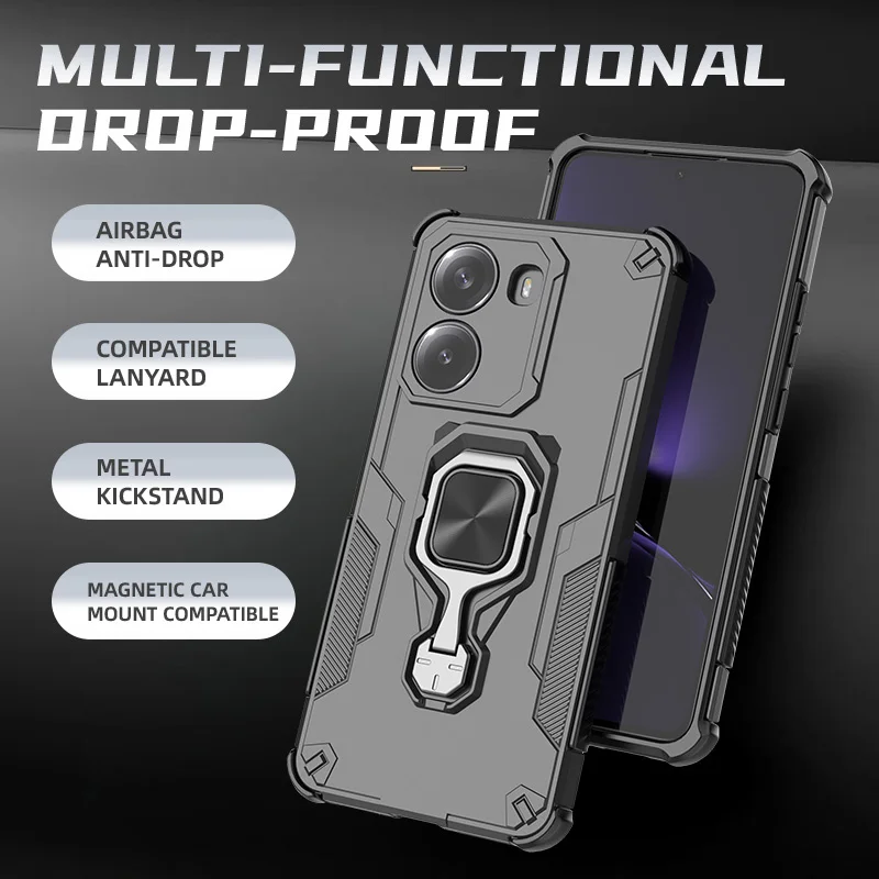 Shockproof Magnetic Armor Phone Case with Kickstand - Enhanced Back Cover