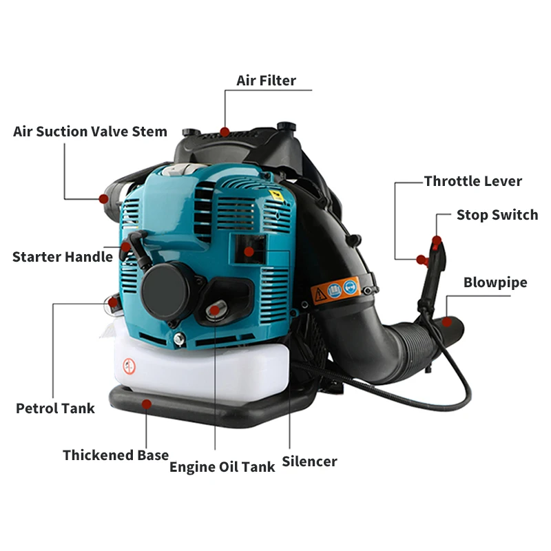 Gas Blower BBX9900 Four-Stroke 75.6cc Knapsack Snow Blower Petrol Leaf Blower Leaf Vacuum Wind Fire Extinguisher High Vacuum Fan