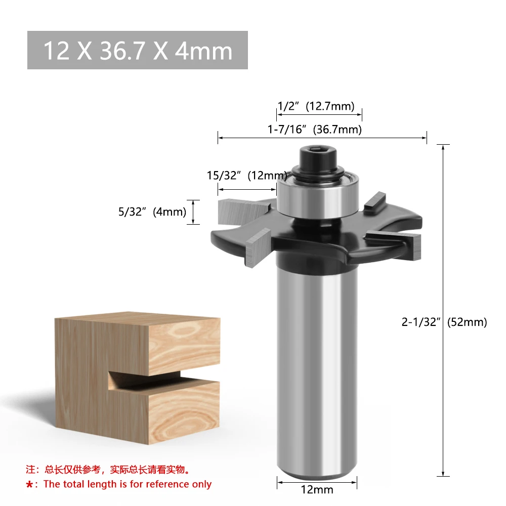 AURWOF 1/2 12 mm 12,7 mm Schaft Vier Klingen T-Nuten-Schlitzfräser Verbindungs-Schlitzfräser Höhe Fräser Holzbearbeitung – Detail 5