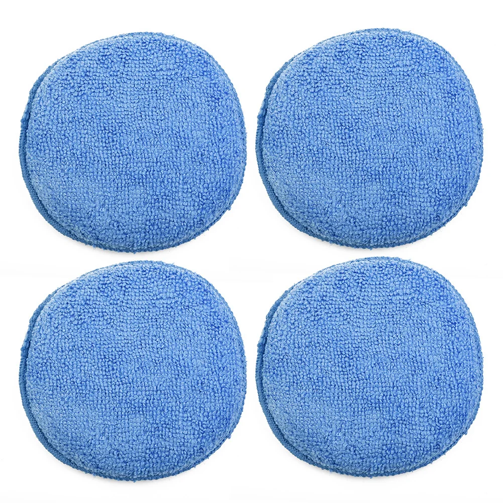 

24PCS 5inch Car Applicator Cleaning Polish Pad Foam Sponge Microfiber Waxing Blue Soft Durable Automotive Care Part