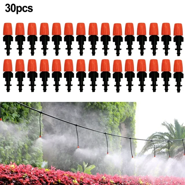 30pcs Adjustable Garden Drip Irrigation Misting Nozzles Micro Barbed Nozzle Misting Sprinklers Irrigation Sprayer For Greenhouse