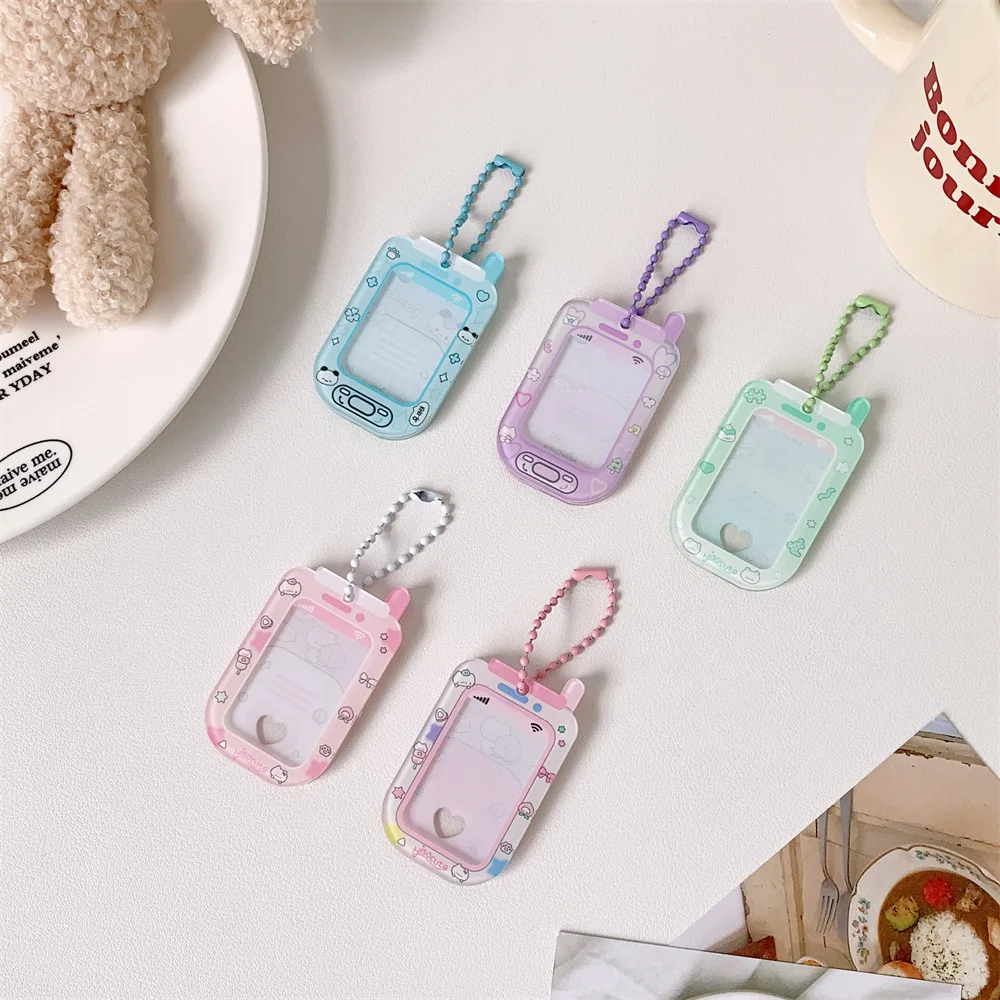 1 inch mobile phone modeling transparent photo frame pendant certificate photos key chain idol pendant 2