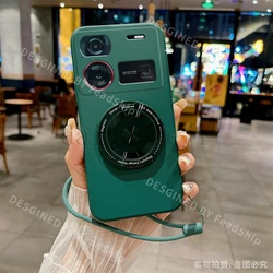 Versatile Silicone Phone Case with Magnetic Holder, Bracket, and Screen Protector for Z70 Ultra (Dark Green)