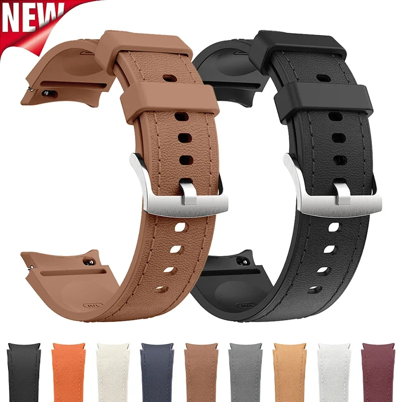 Dual-Material Premium Watch Strap - Silicone and Leather Bracelet Wristband
