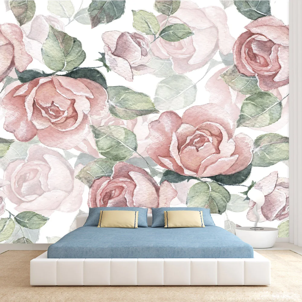 

Peel and Stick Accept Custom Wallpapers for Living Room Floral Red Rose Contact Wall Papers Home Decor Murals Sofa Desktop Rolls