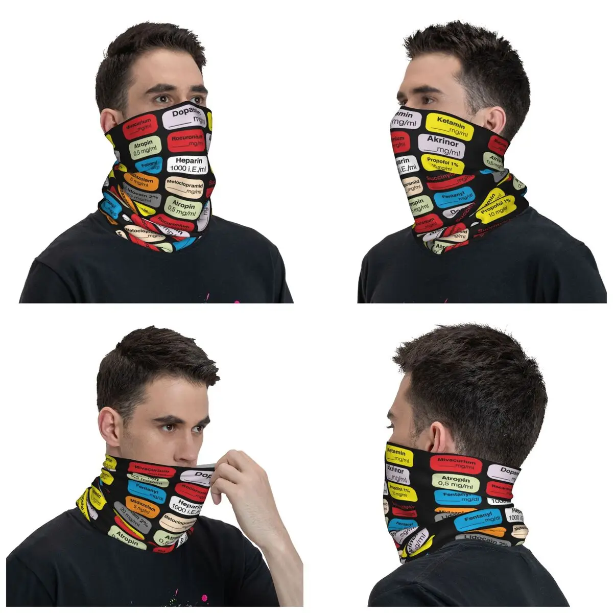Anesthesia Medication Labels Winter Headband Neck Warmer Men Women Ski Running Tube Scarf Medical Nurse Face Bandana Gaiter