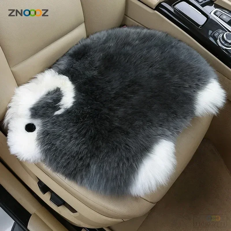 

Real fur integrated car cushion Winter plush pure wool warm single seat thickened seat cushion general purpose car cushion