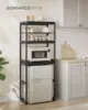 Kitchen Bakers Rack with Power Outlet  4-Tier Coffee Bar Table with Adjustable Shelf  Mini Fridge Shelf  Microwave Stand  15.7 2