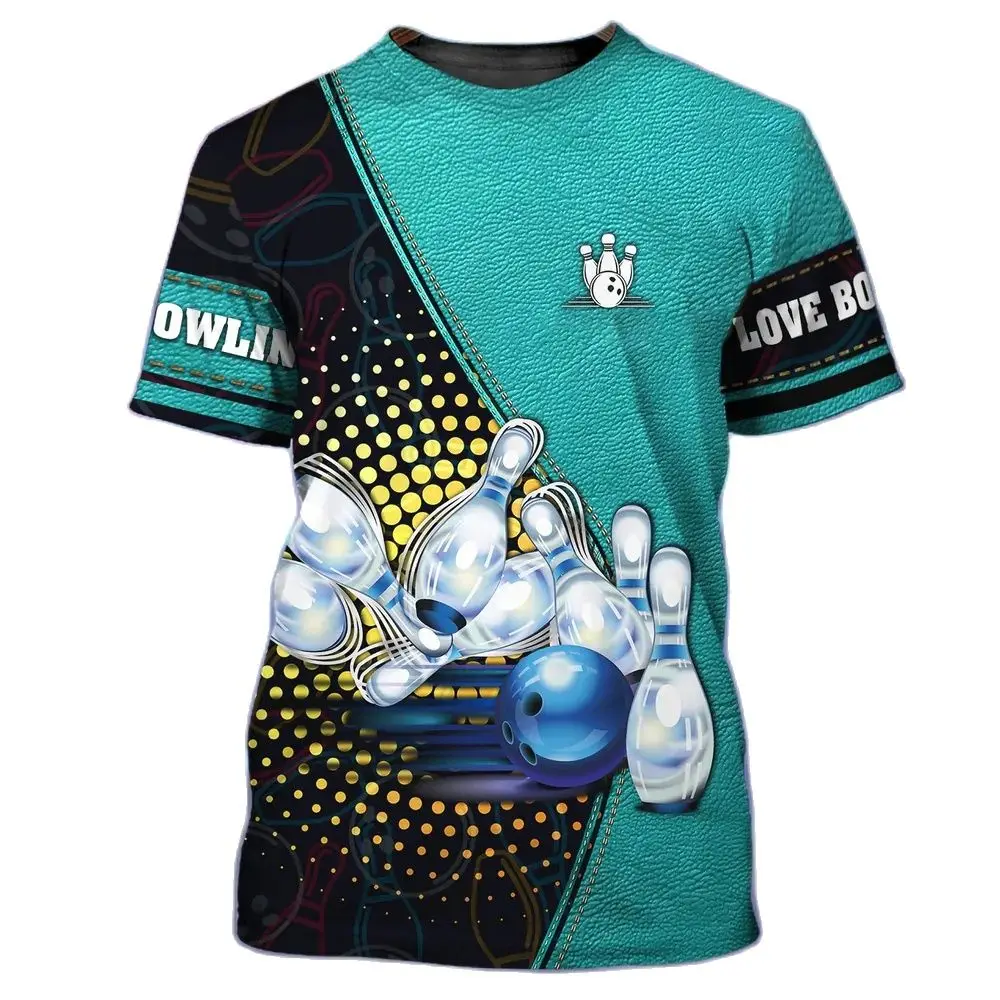 

Fashion 3D Printing Bowling Cartoon Street Summer Sweatshirt T-shirt, O Collar Short Sleeve Casual Large Size Unisex Clothing.