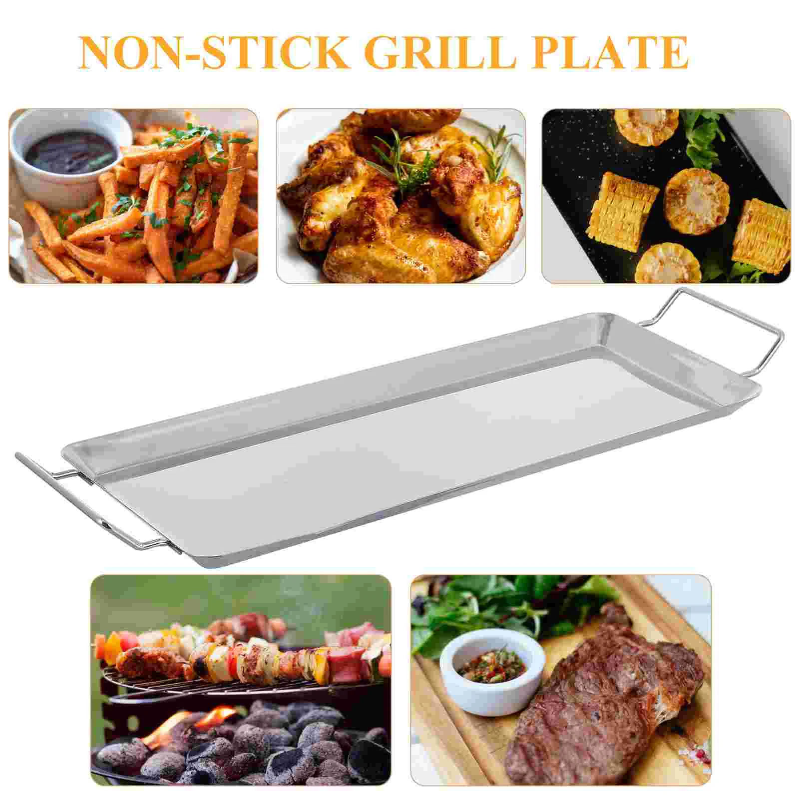Stainless Steel Grill Plate Tray Universal Griddle Flat Top Plate Grill Bowl Accessories Bbq Charcoal Gas Grills Camping