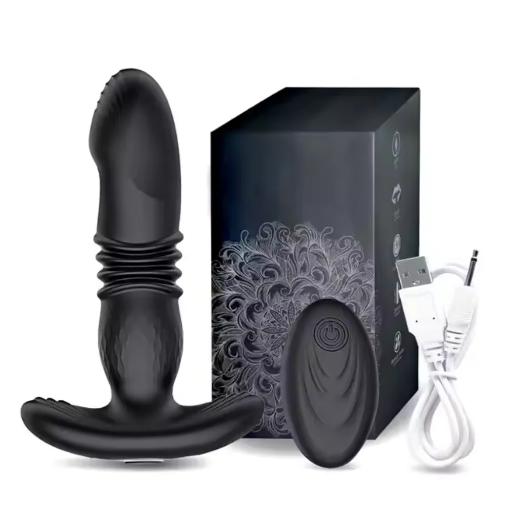 Telescopic Remote Vibrator Male Control Prostate Massager Thrusting Anal Butt Plug Stimulator Dildo Masturbation Sex Toys Men