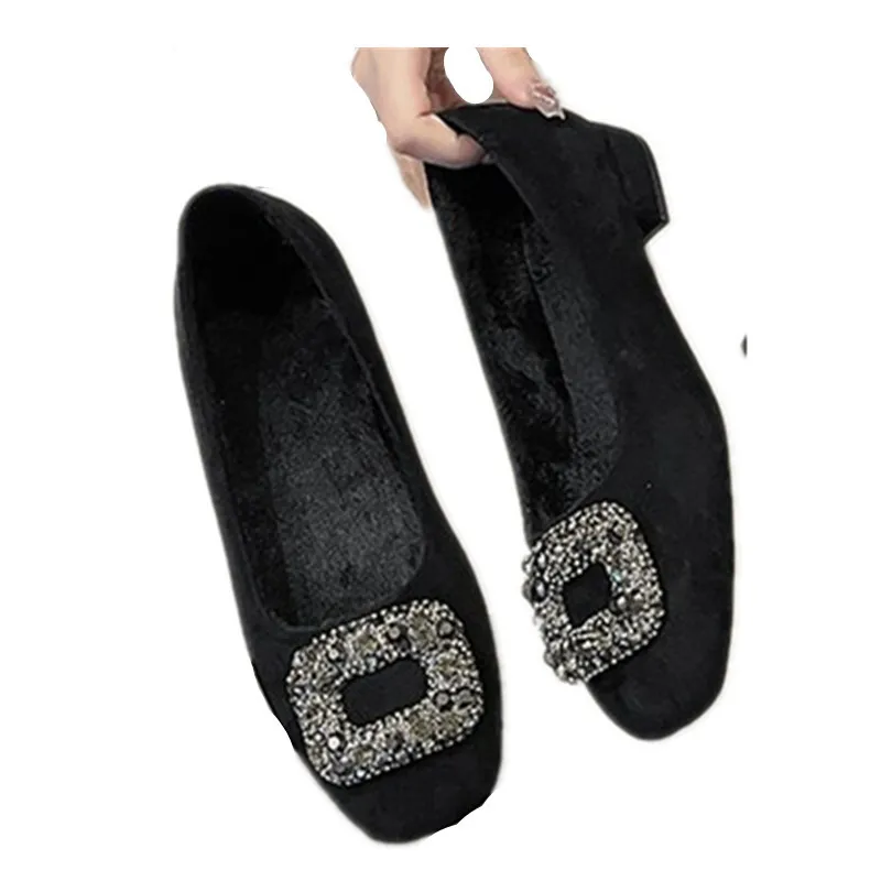 Gold Heels Slip On Velvet Shoes Women Square Toe Chunky Sandals 2024 Footwear Branded Pumps Lace-Up Slip-On Block Crystal Casual