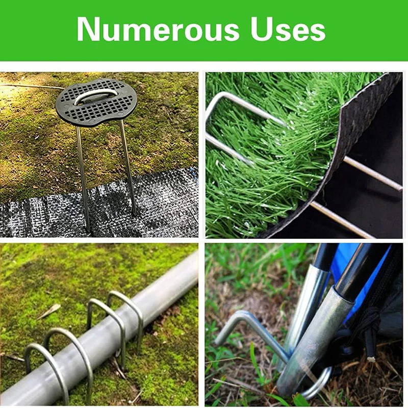 50pack Landscape Staples Gasket Garden Stakes Pins U-Shaped Staples Anti-Rust Ground Sod Pins Yard Stakes for Weed Fabric Tubing
