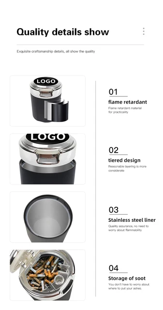 Posacenere Per Auto Mercedes Benz | Lega Alluminio | LED Blu | Per Classe A, C, E, S