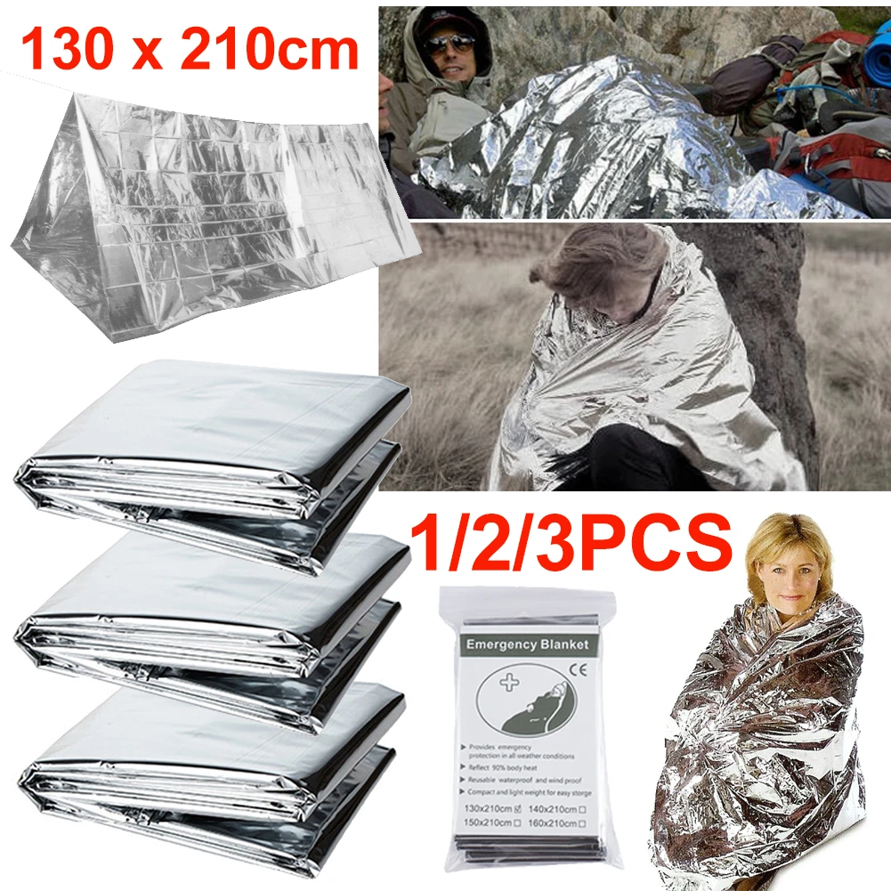 1/2/3pcs Outdoor Emergency Bag Insulation Disaster Keep Warm Aid Life