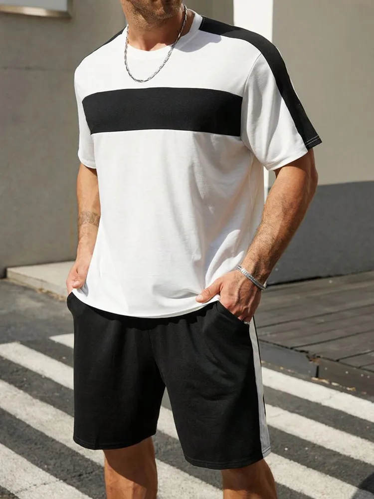 New Summer Vacation Leisure Daily 3D Men's Sports Wear Large Round Neck Short sleeved T-shirt Shorts Set Casual Street Clothing 3