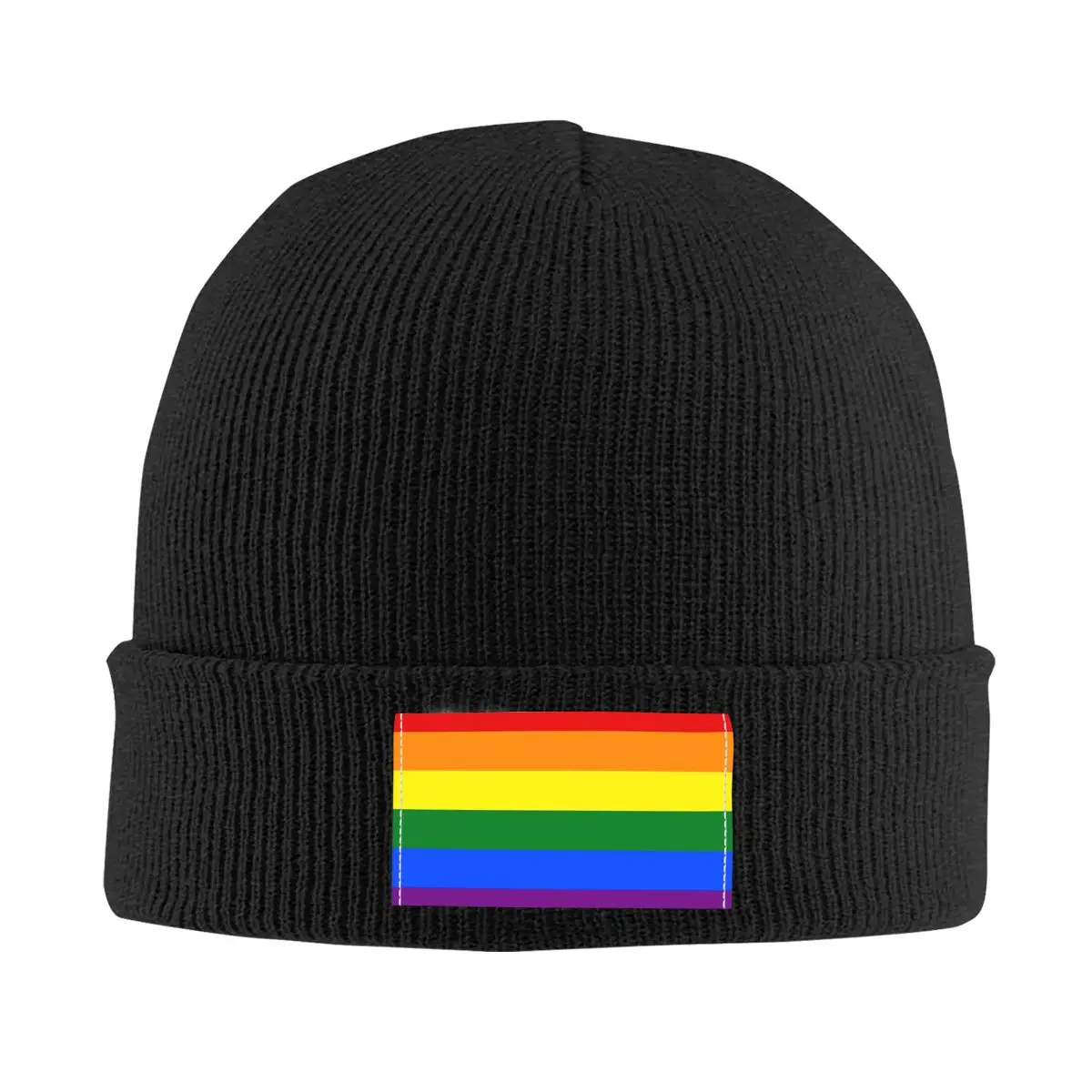 

Gay Pride Rainbow Logo Flag Knit Hat Cap Knitted Beanie Hat Beanies Cap Unisex Hipster