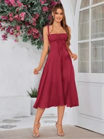 NewAsia Summer Sweet Solid Sleeveless Long Dress Women Fashion Bandage Camisole Dresses Padded Boned Robe Elegant Party Vestidos - Image 5