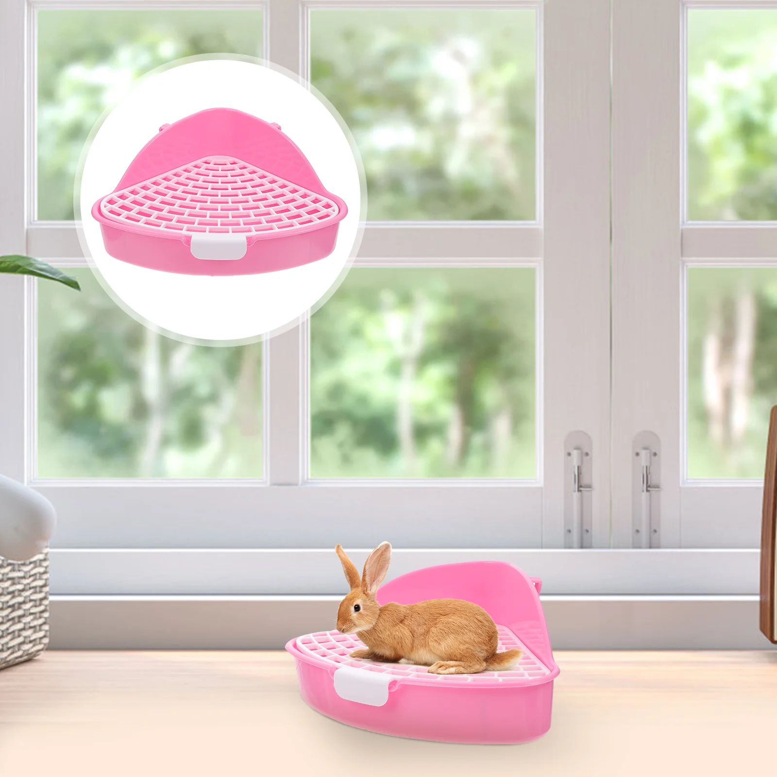 Bunny Litter Box Pet Toilet Triangle Potty Trainer Corner Litter