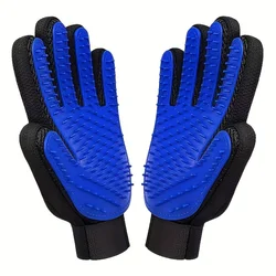 Pet Grooming & Massage Gloves - Efficient Hair Removal Tool for Dogs and Cats, 2 - Pack (Blue)