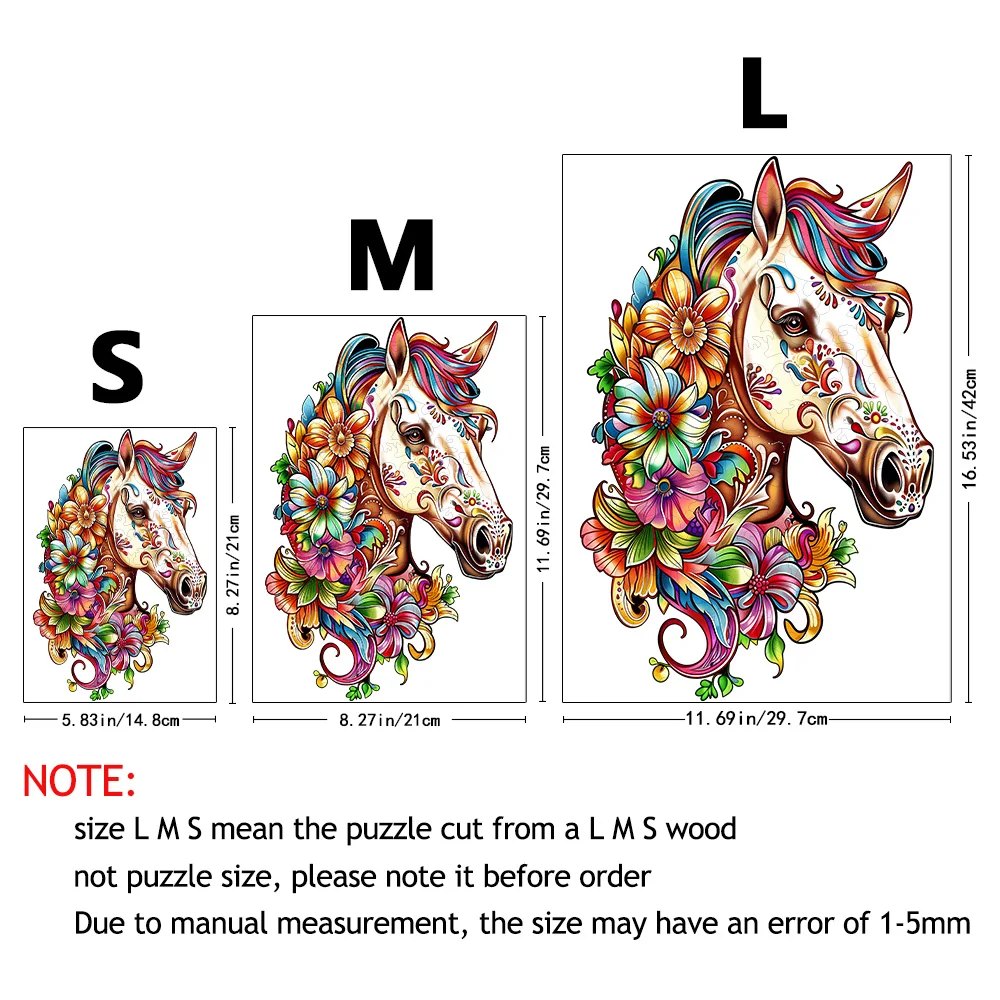 Horse shaped wooden puzzle - Exquisite paper box - Unique adult gift - Irregular animal shaped wooden puzzle - Children's GIFTS 4