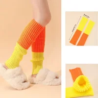 3Pairs Women Juniors Neon Ribbed Leg Warmers for 80s Eighty's Party Sports Yoga Footless Socks Punk Knee High Gothic Hip-hop 1