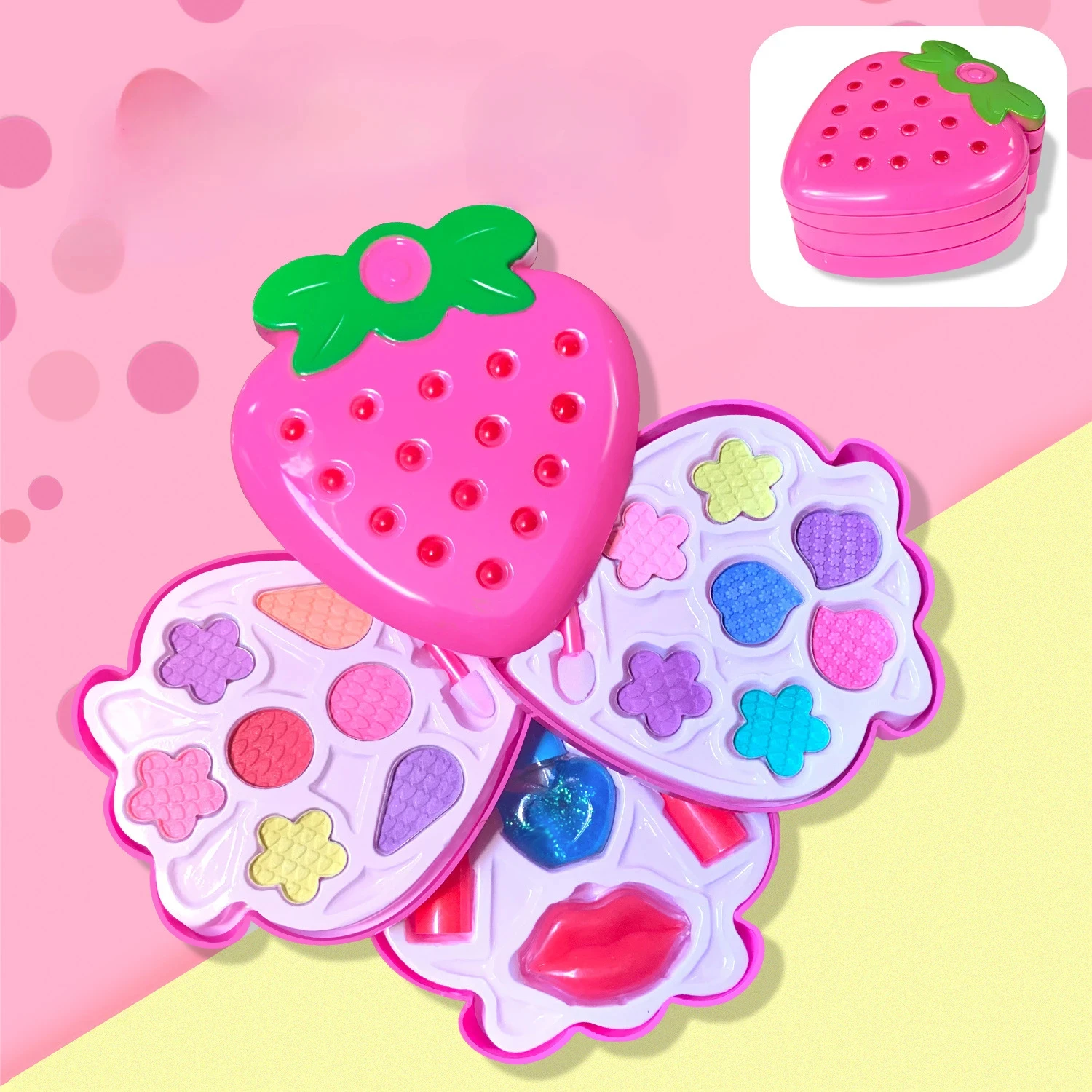 Children Makeup Toys Cosmetic Set Strawberry Box Diy Princess Gift for Girls makeup toy princess pretend toys cosmetics set