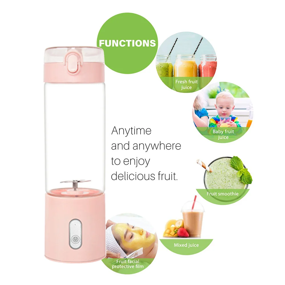 400 500Ml Rechargeable Portable Blender Glass Cup Personal Smoothie Blender  Bottle Fruit Portable Juicer Electric Mixer