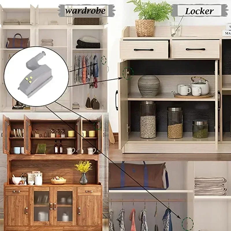Cabinet Lights LED Inner Hinge Lamp Universal Wardrobe Cupboard Door Sensor Lights Bedroom Wardrobe Kitchen Closet Night