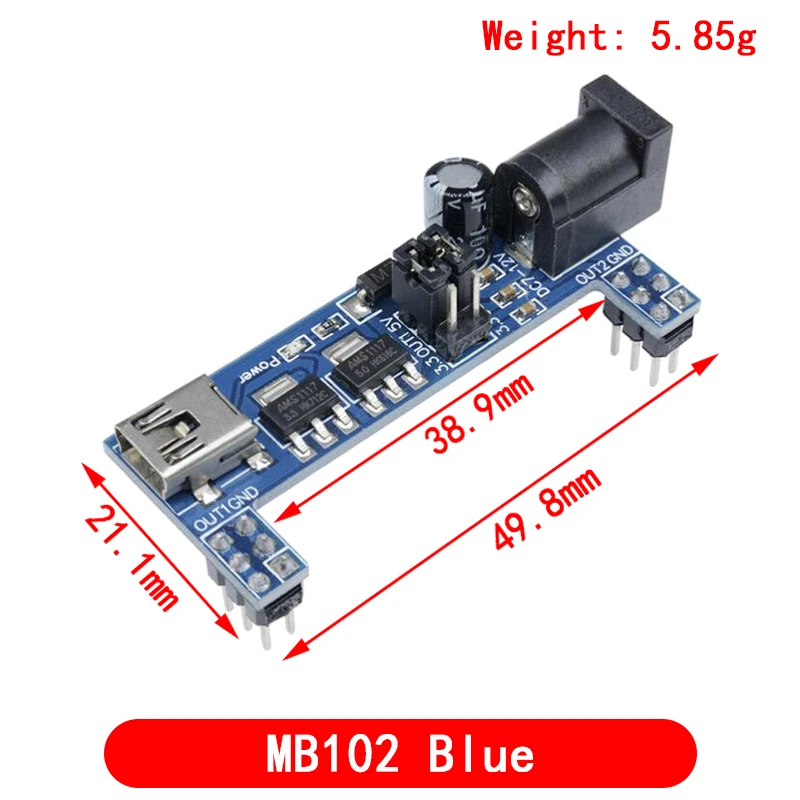 3,3 V/5V MB102 Breadboard power modul + 400 punkte Solderless Prototyp Brot board kit + 65 Flexible jumper drähte – Detail 12