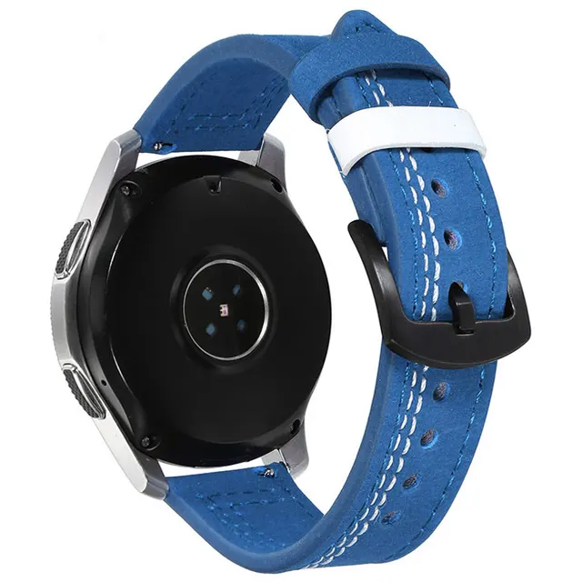 20Leather band for Samsung Galaxy watch 4/classic/Active 2 46mm/42mm/40mm/44mm for bracelet Amazfit GTS 2/3/mini 20mm 22mm strap 16 blue white wire