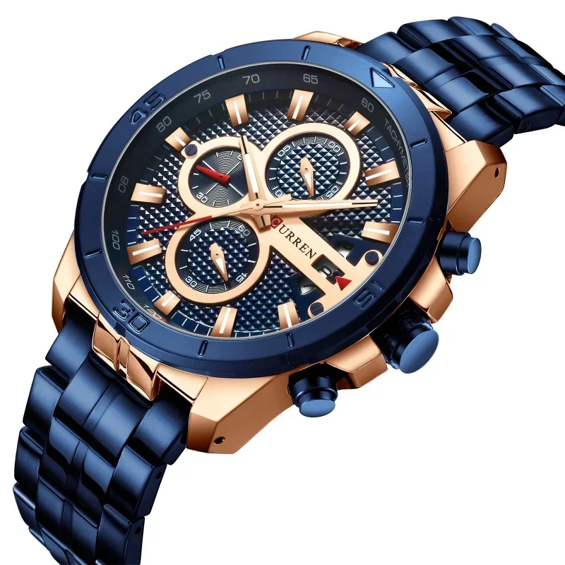 Curren New 8337 Men's Watch Six-needle Multi-function Quartz Calendar Watch Steel Belt Men's