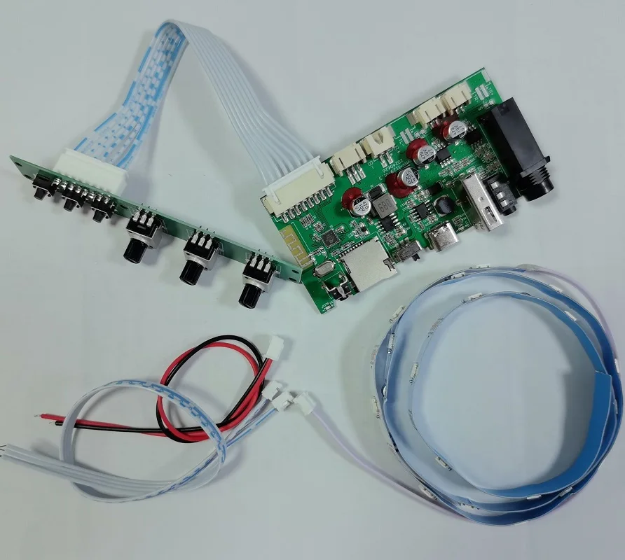 Bluetooth TWS Multi functional 7-color karaoke microphone speaker PCBA7.4V 12W * 2 karaoke amplifier board mini audio module kit