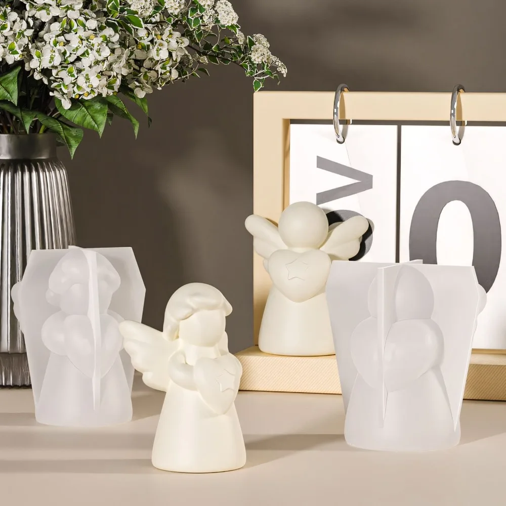 Heart Wings Angel Silicone Candle Mold - Detail View 3