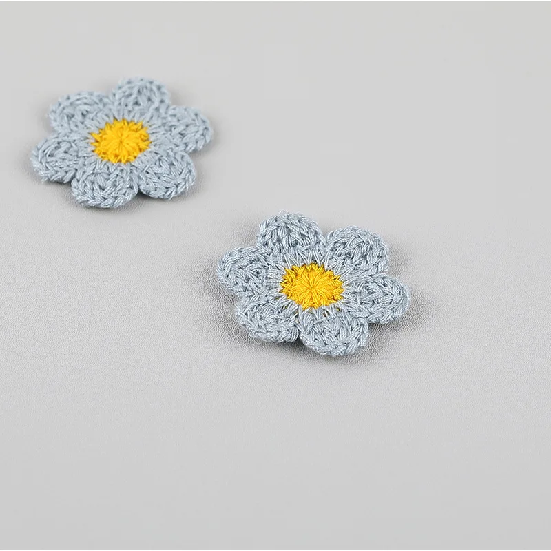 Floral Embroidered Knitted Patches - Decorative Fabric Stickers and Accessories (Set of 10)