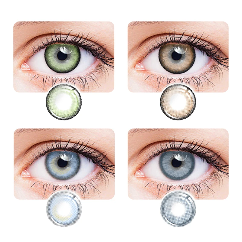 

OVOLOOK 2PCS Colored Cosmetic Contact Lenses with Diopters Graduated Beautiful Pupil Correct Myopia Eye Makeup Yearly Use