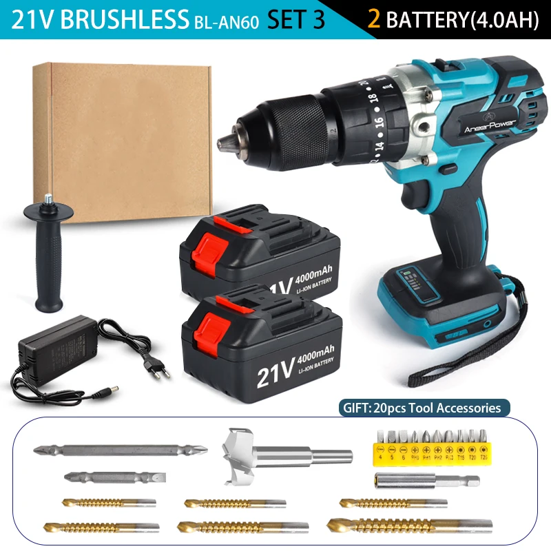ブラシレス 21V 氷釣りドライバー電動インパクトドリル 3 in1