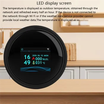 ABAC-Wifi Natural Gas Sensor Tuya Smart Alarm Gas Leakage Detector Fire Security Digital LCD Temperature Display 1