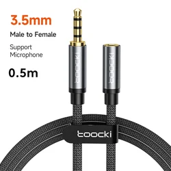 Premium 3.5mm Audio Extension Cable with Microphone (4-Section 0.5m Grey)